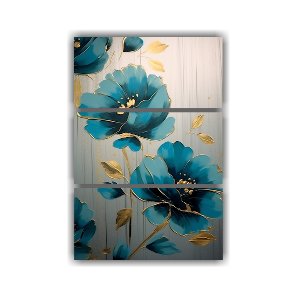 cuadro-decorativo-de-flores-azules-con-hojas-doradas-en-forma-de-flor