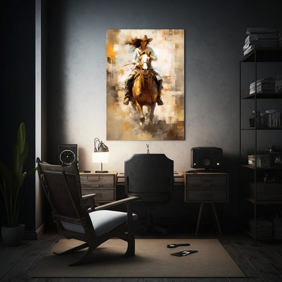 cuadro-decorativo-de-mujer-con-pelo-largo-en-una-carrera-de-barriles-1