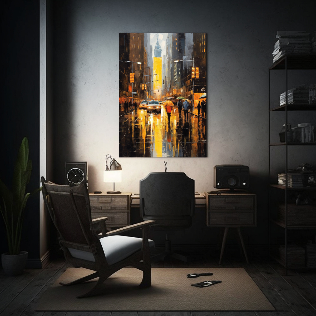 cuadro-dise-o-bastidor-de-madera-arte-impreso-de-la-ciudad-de-nueva-york-bajo-la-lluvia-en-lienzo-con-estilo-1