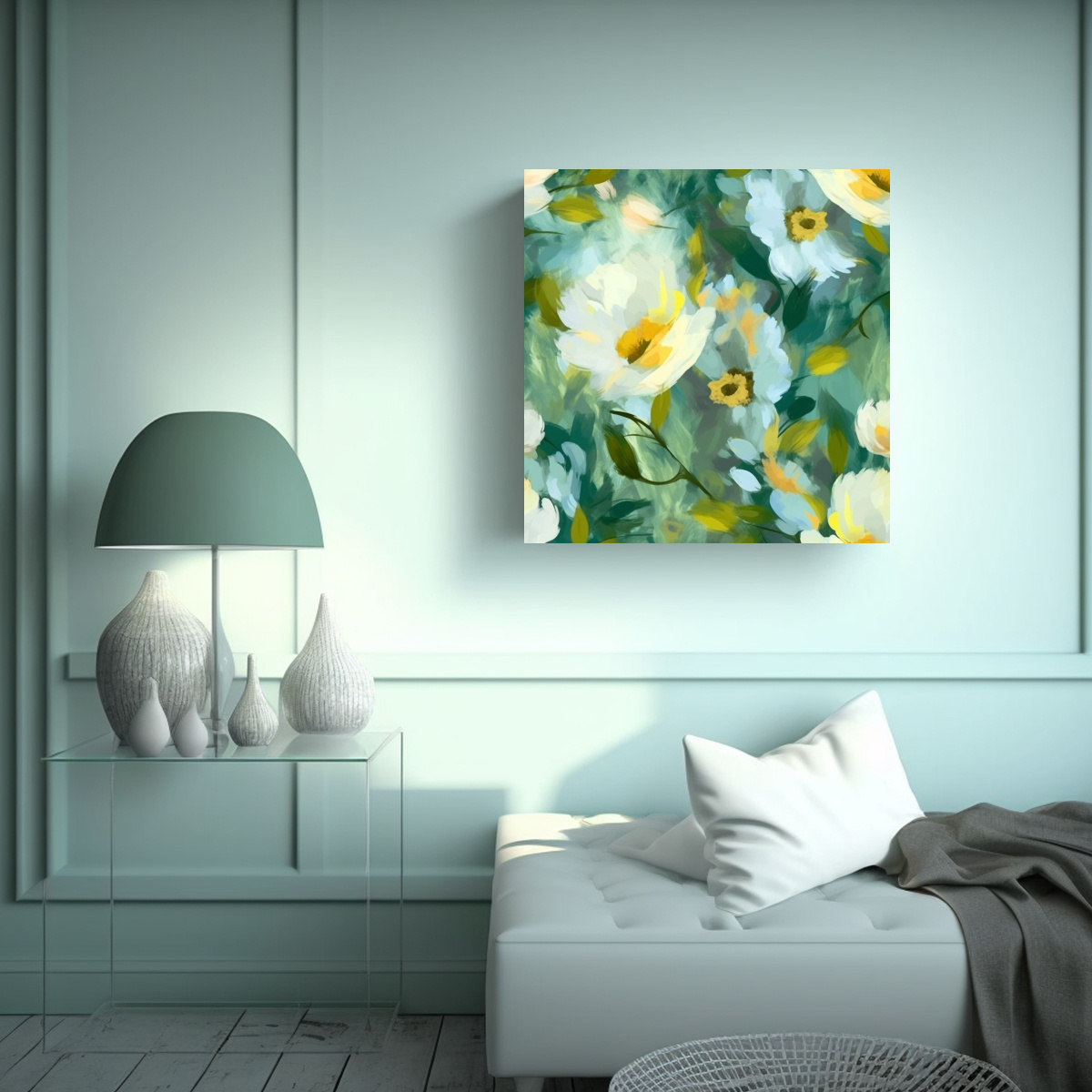 cuadro-impresionante-con-patr-n-de-flores-primaverales-en-colores-verdes-lienzo-finas-l-neas-1