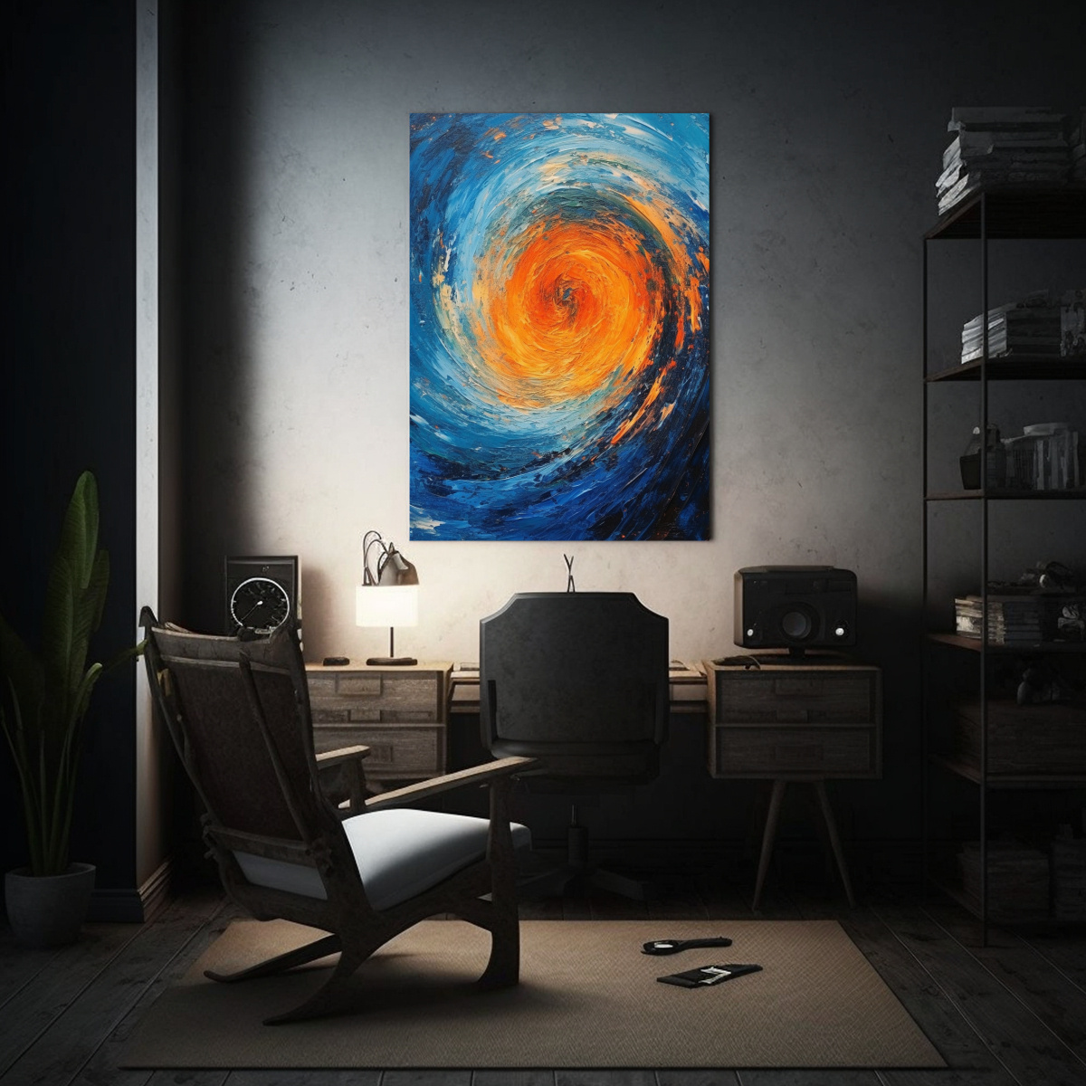 cuadro-inspirador-full-color-jim-remolino-de-colores-azules-y-naranjas-1