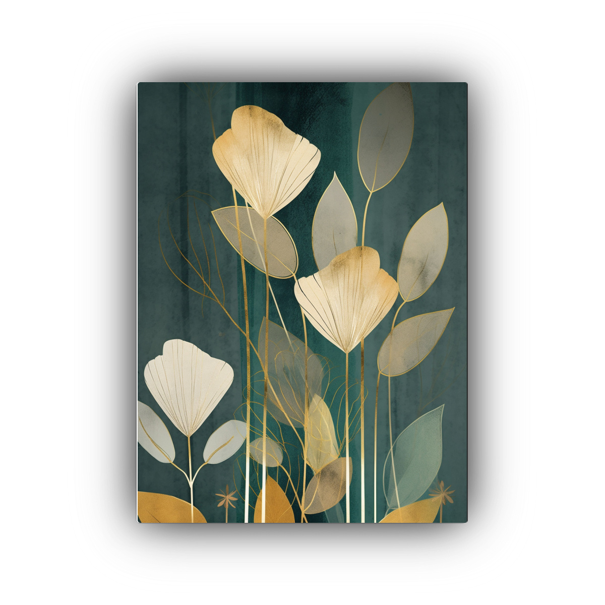 cuadro-lienzo-bot-nico-dorado-y-verde-estilo-boho-en-bastidor