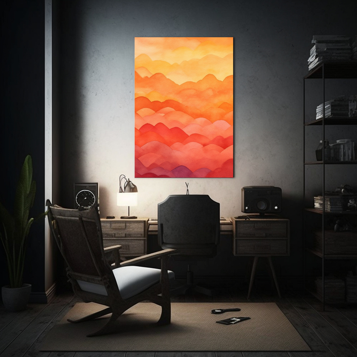 cuadro-moderno-de-agua-en-tonos-naranja-oscuro-1