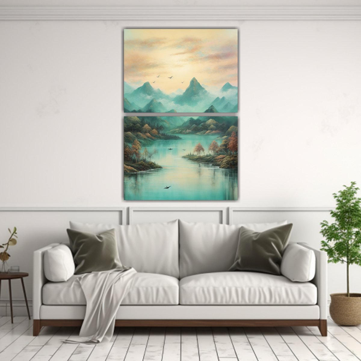 cuadro-paisaj-stico-exuberante-con-monta-as-en-nubes-azules-y-verdes-y-gansos-1