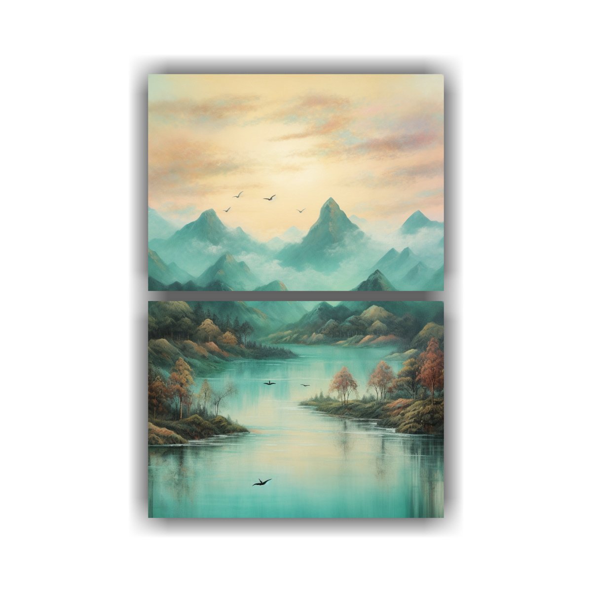 cuadro-paisaj-stico-exuberante-con-monta-as-en-nubes-azules-y-verdes-y-gansos