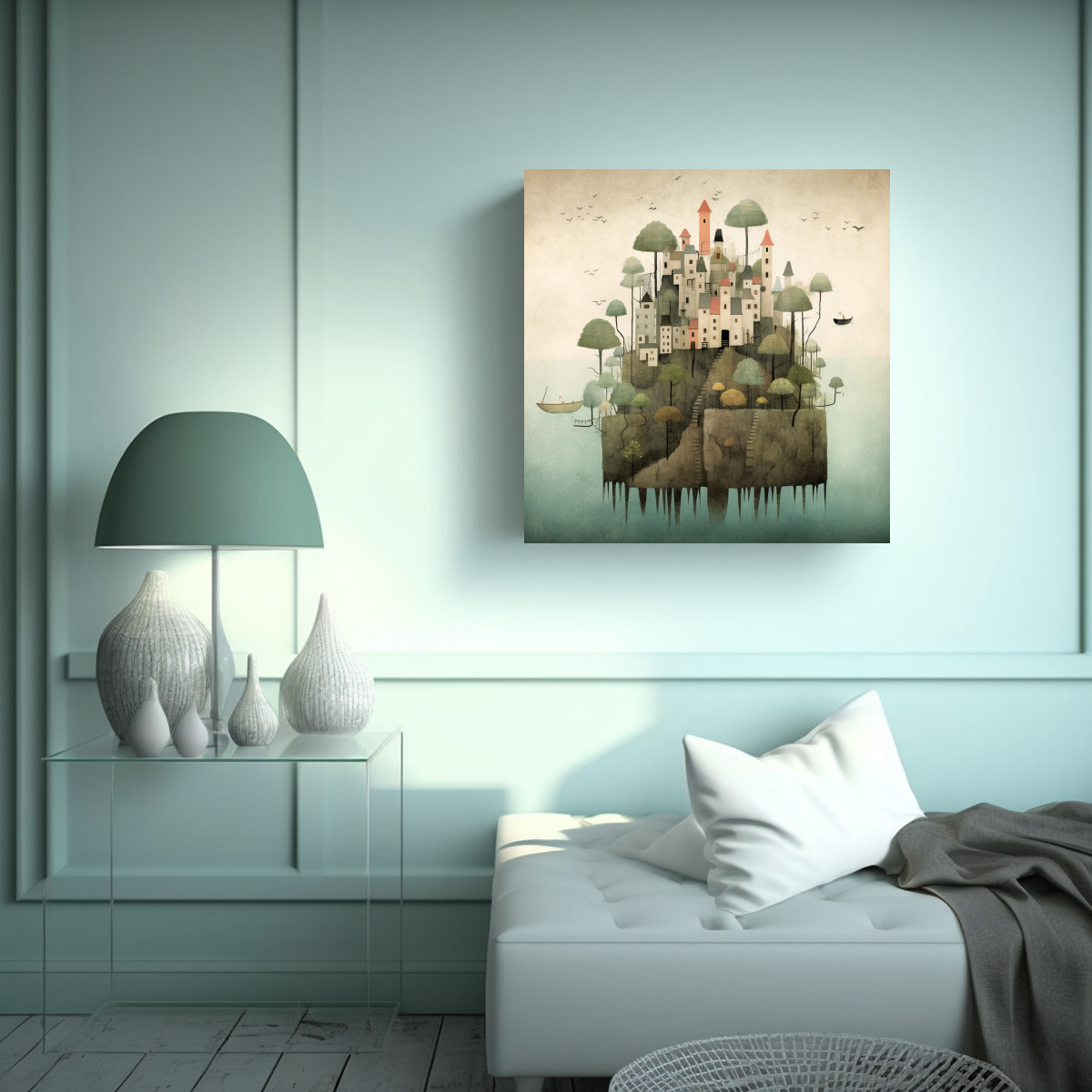 cuadro-poder-castillo-en-isla-con-rboles-y-flores-lluviosas-de-picasso-1