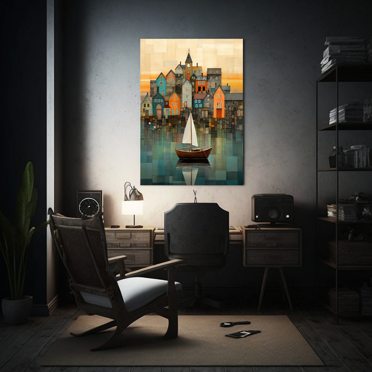 cuadro-sublimado-con-barco-y-casas-al-lado-en-tela-1