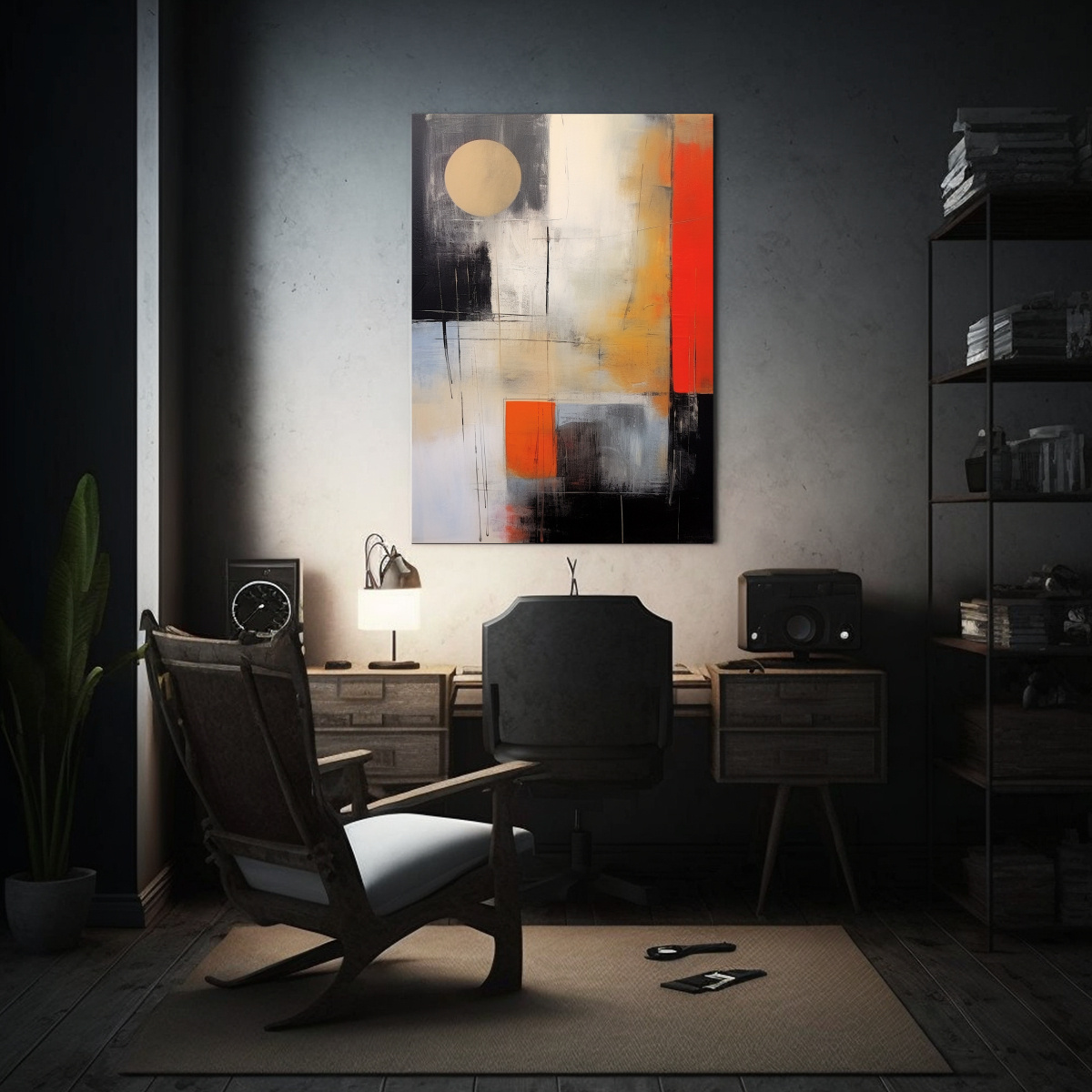 cuadro-tela-sublimada-para-comedor-abstracto-negro-naranja-rojo-beige-gris-1