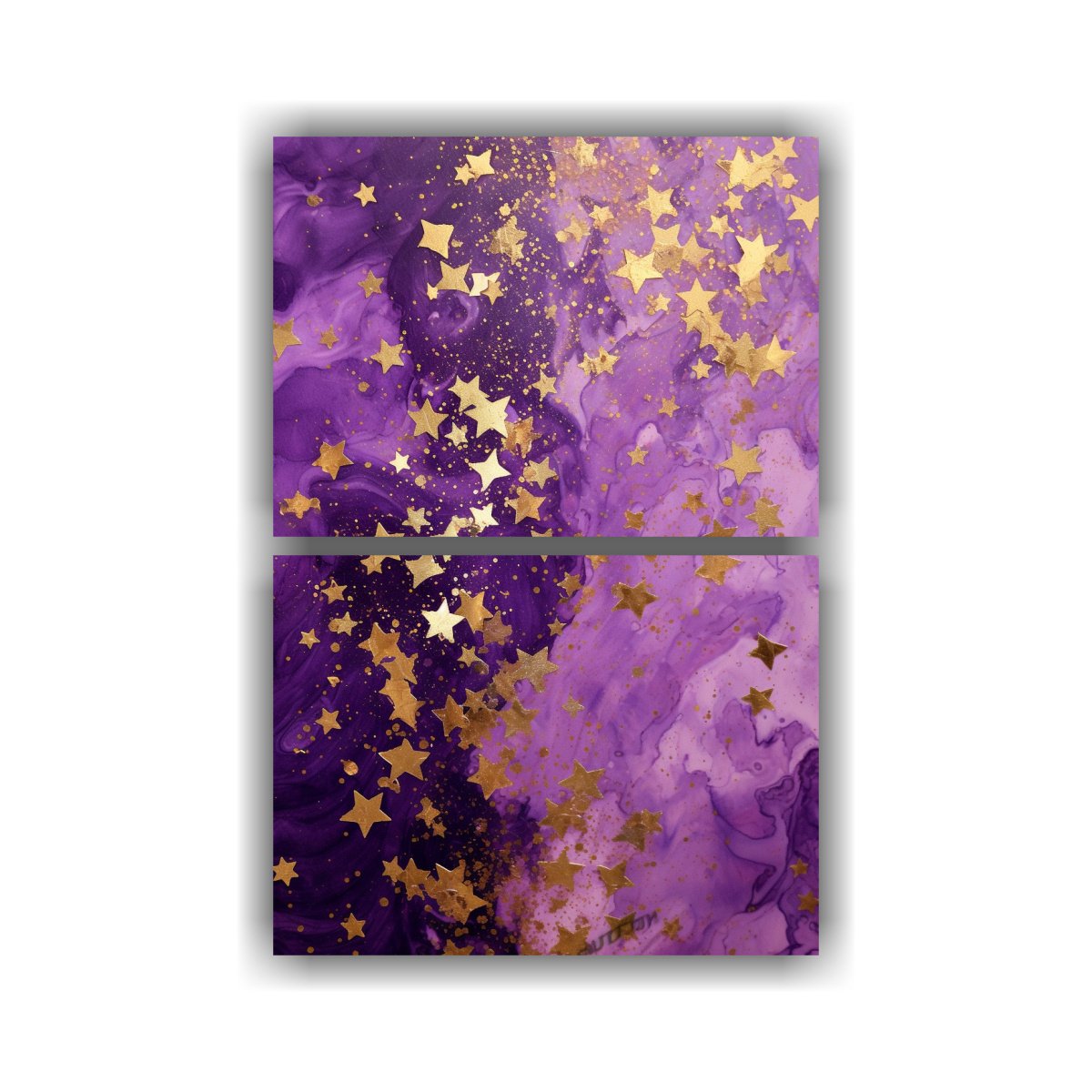 cuadros-concepto-salon-con-estrellas-purpuras-y-doradas-de-brillo