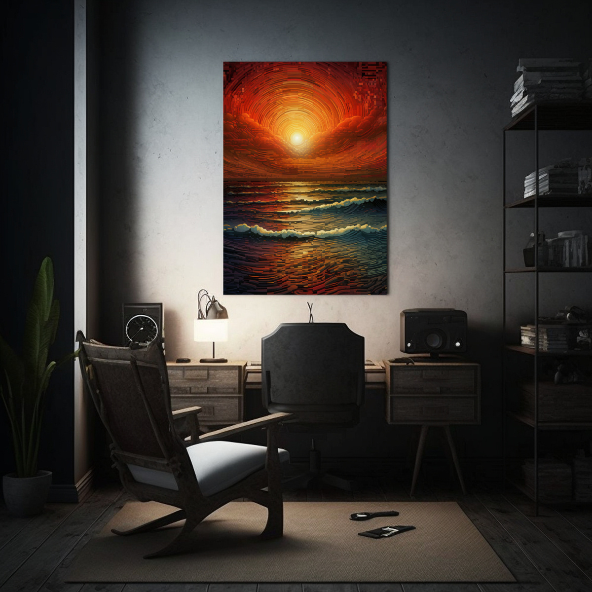 cuadros-de-decoraci-n-arte-alta-calidad-sol-fractal-mar-playa-1