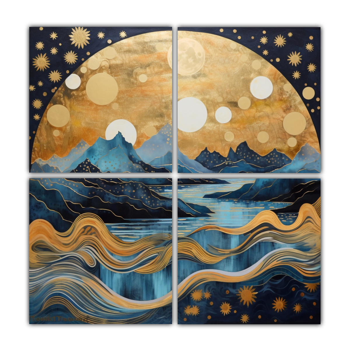 cuadros-de-dise-o-expresivo-de-la-luna-y-su-resplandor-sobre-las-monta-as