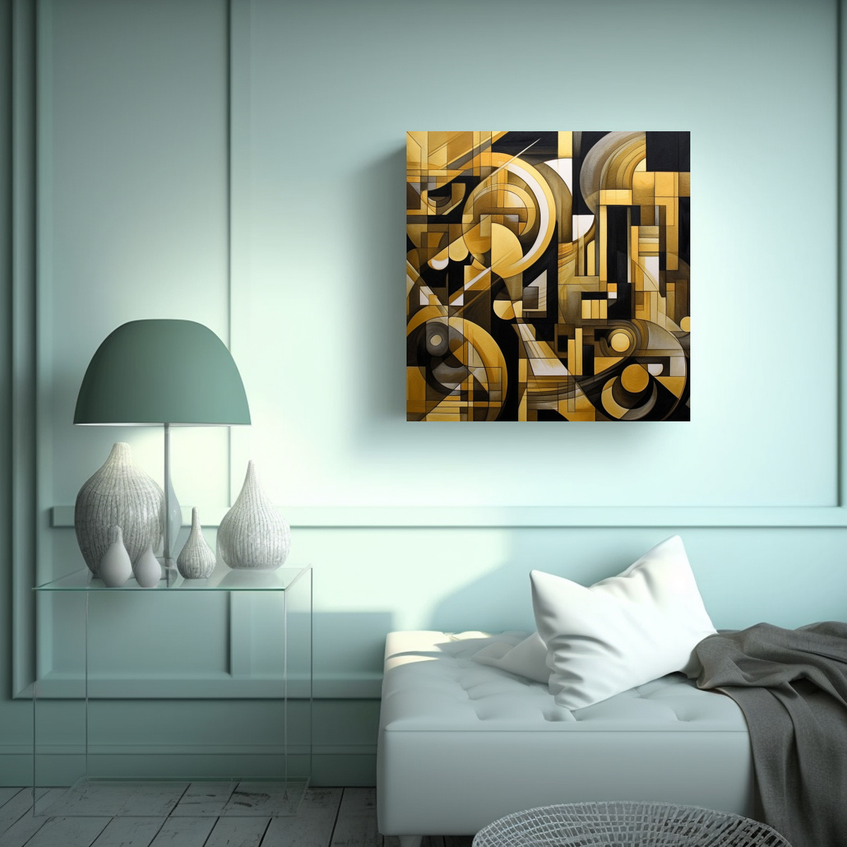 cuadros-decorativos-de-arte-abstracto-cubista-en-negro-y-dorado-1