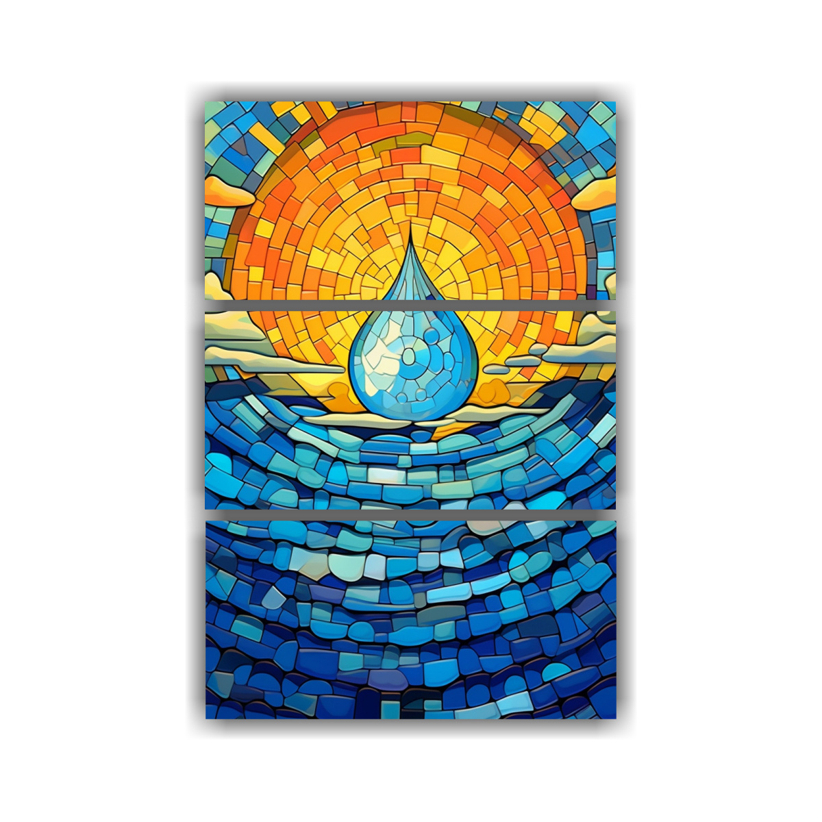 cuadros-decorativos-de-colores-vibrantes-con-gota-de-agua-y-sol-en-la-playa