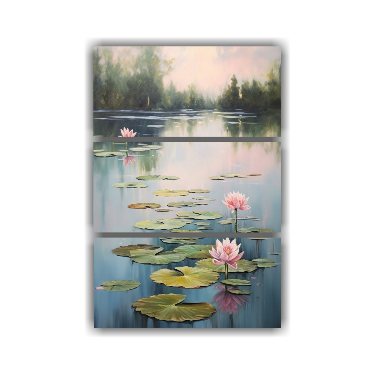 cuadros-decorativos-tranquilos-con-reflejo-de-lago-y-flores-de-loto