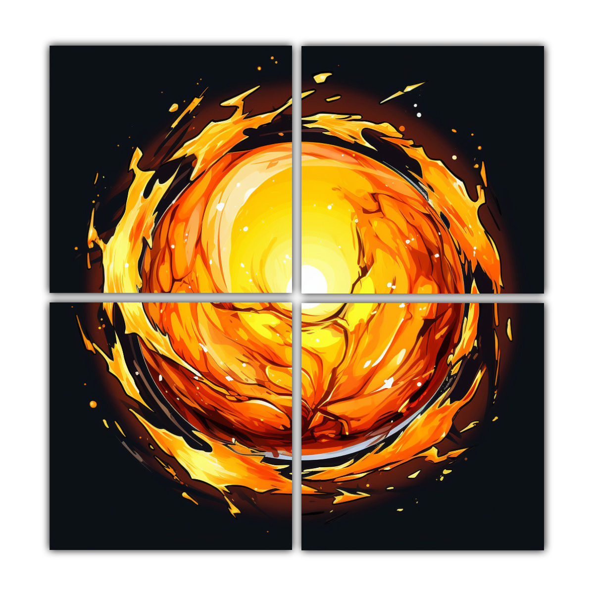 cuatro-artes-de-pared-tonos-formaci-n-digs-bola-de-energ-a-crujiente-anime-lienzo-gr-fico