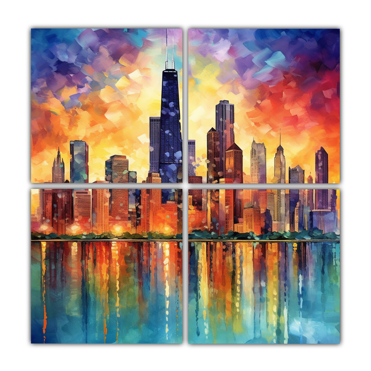 cuatro-artes-vanguardia-cuadro-estilo-crash-the-new-york-skyline-decoraci-n-pinturas