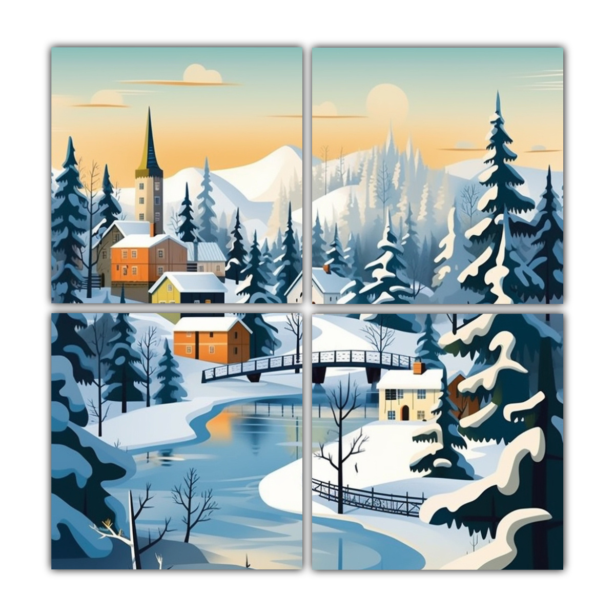 cuatro-cuadros-de-pared-de-viaje-vibrantes-y-caprichosos