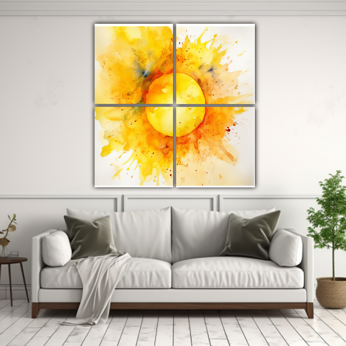cuatro-cuadros-tema-poder-estilo-acuarela-sol-amarillo-brillante-1