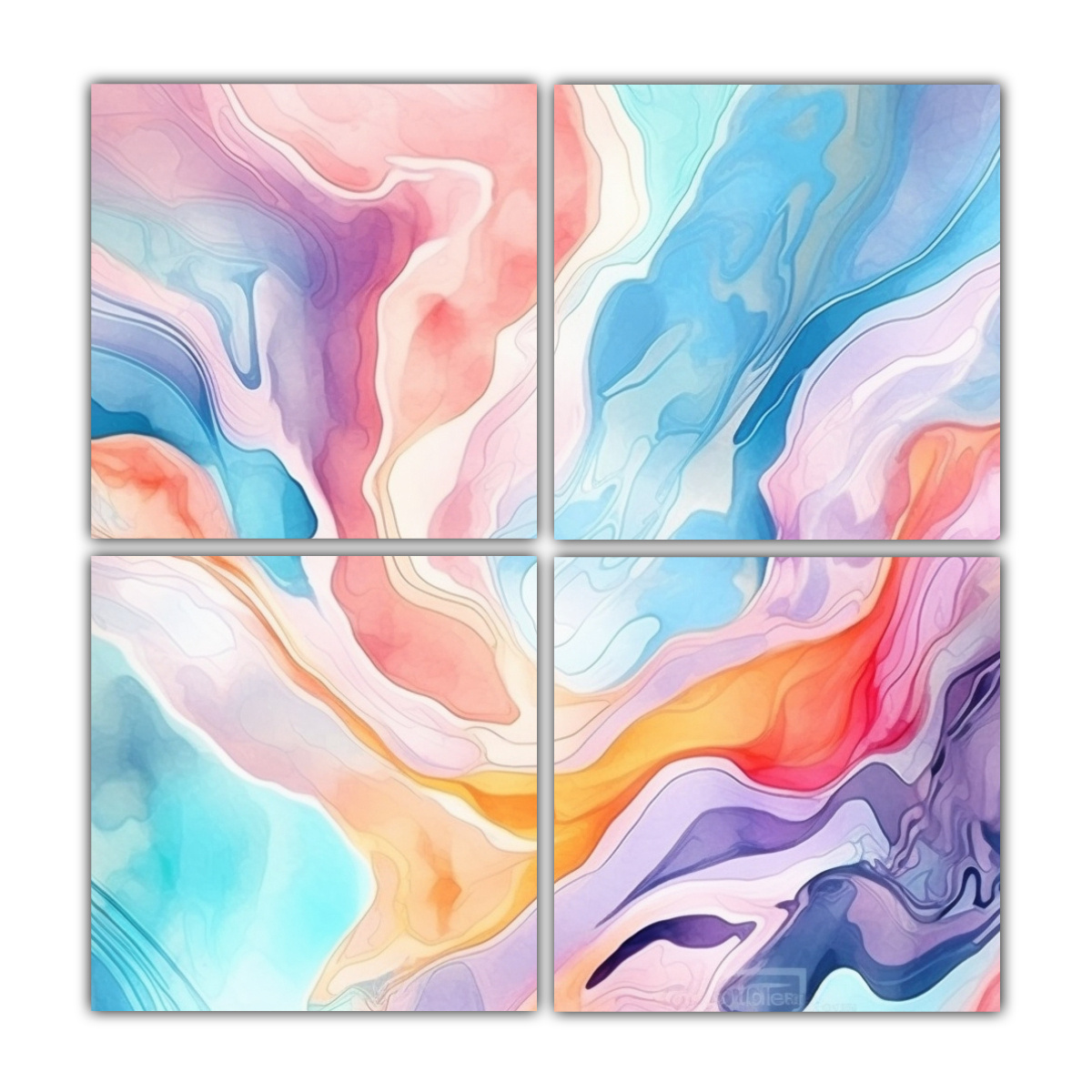 cuatro-lienzos-de-tela-abstractos-con-acuarelas-alegres