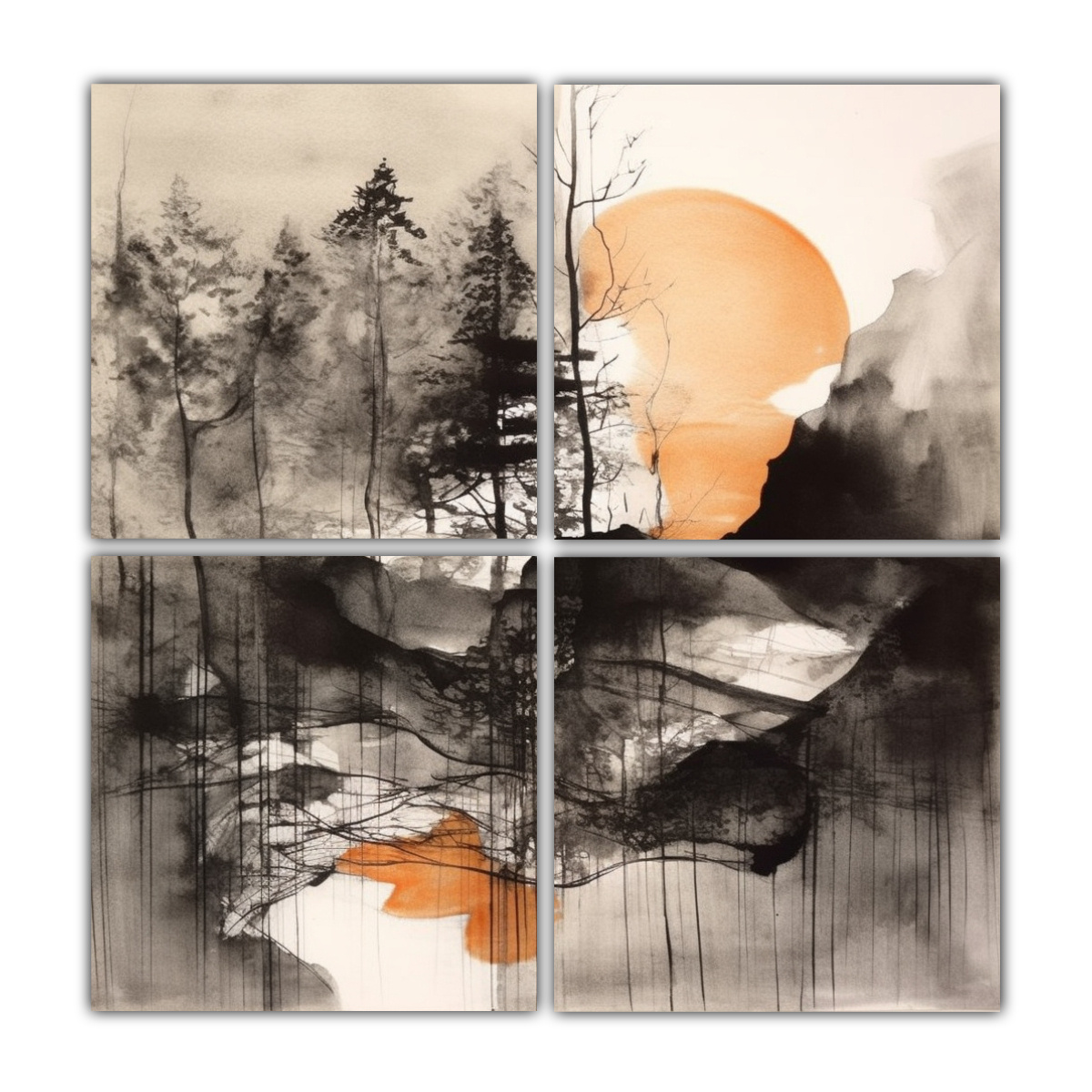 cuatro-lienzos-de-tela-con-concepto-cl-sico-y-simple-closeups-usando-contenedores-de-formas-abiertas-decoraci-n-org-nica-