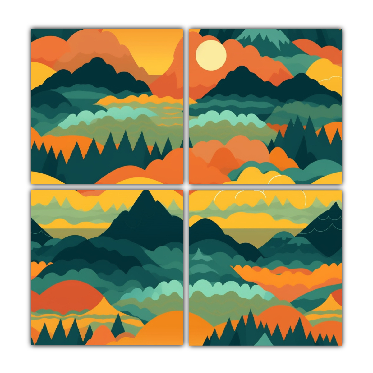 cuatro-lienzos-de-tela-fotograf-a-colores-vibrantes-monta-as