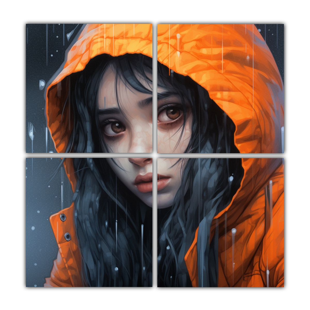 cuatro-lienzos-de-tela-inspirador-reflejo-de-una-chica-con-chaqueta-naranja-y-l-grimas-