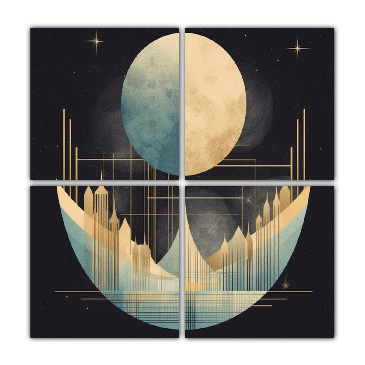 cuatro-pinturas-geom-tricas-en-bastidor-dise-o-de-una-representaci-n-geom-trica-de-la-luna-simbolizando-