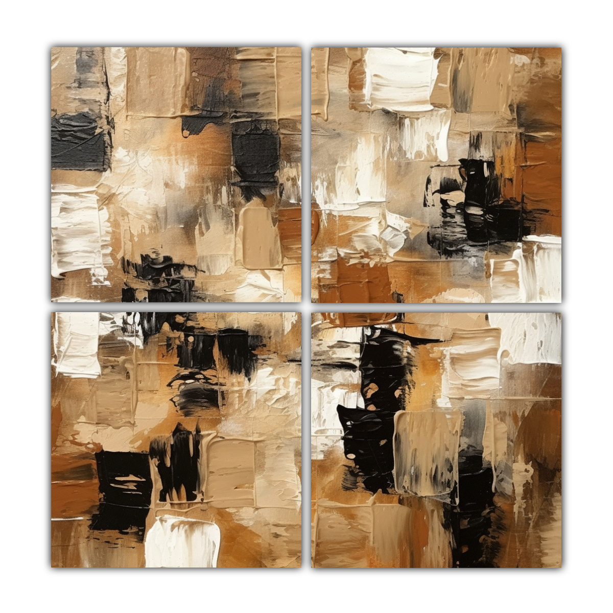cuatro-telas-en-bastidor-acuarela-fantasia-decoraci-n-pinturas-marr-n-pinceladas-crema-y-beige-negro-y-blanco-ab