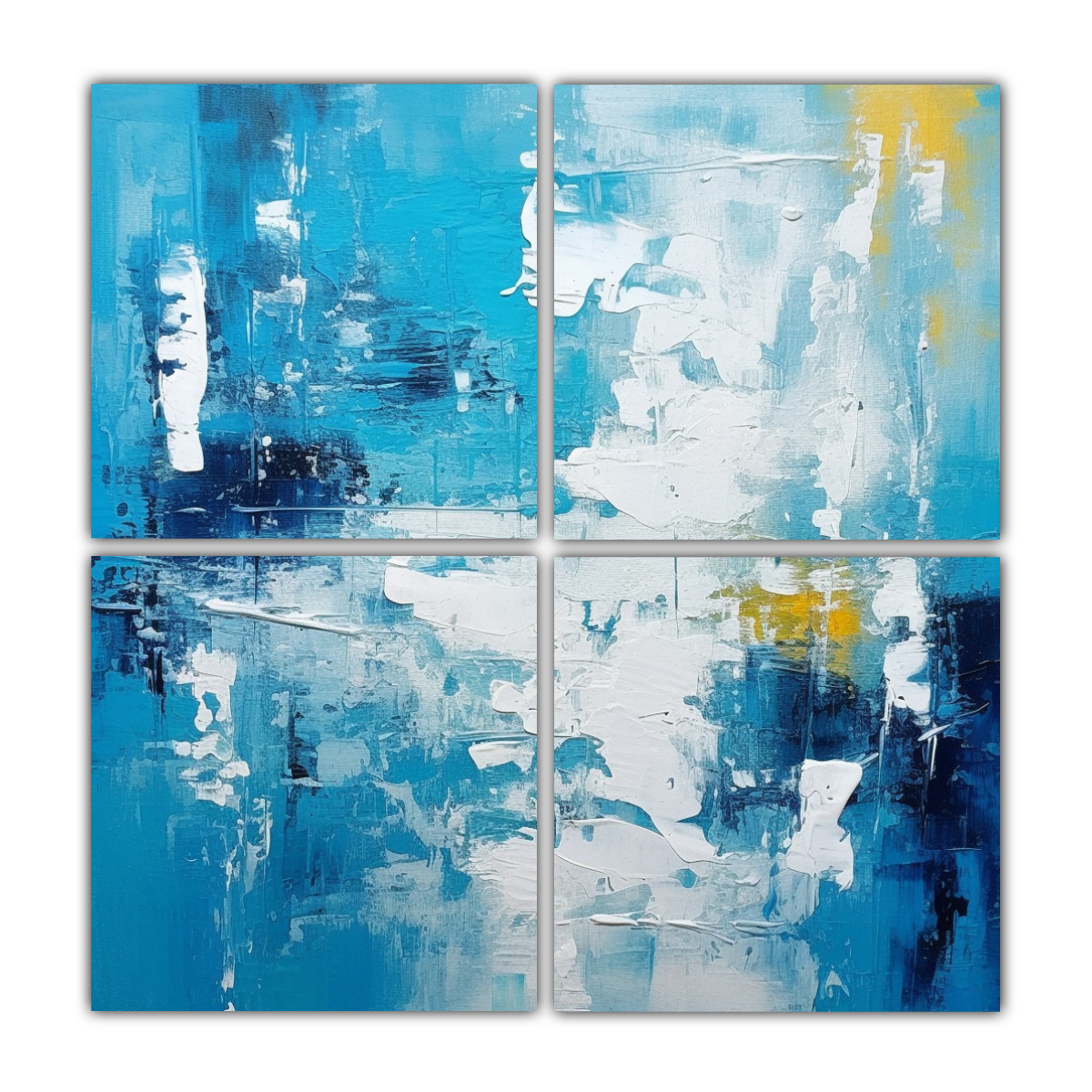 cuatro-telas-en-bastidor-calidos-linda-pintura-abstracta-azul-cielo