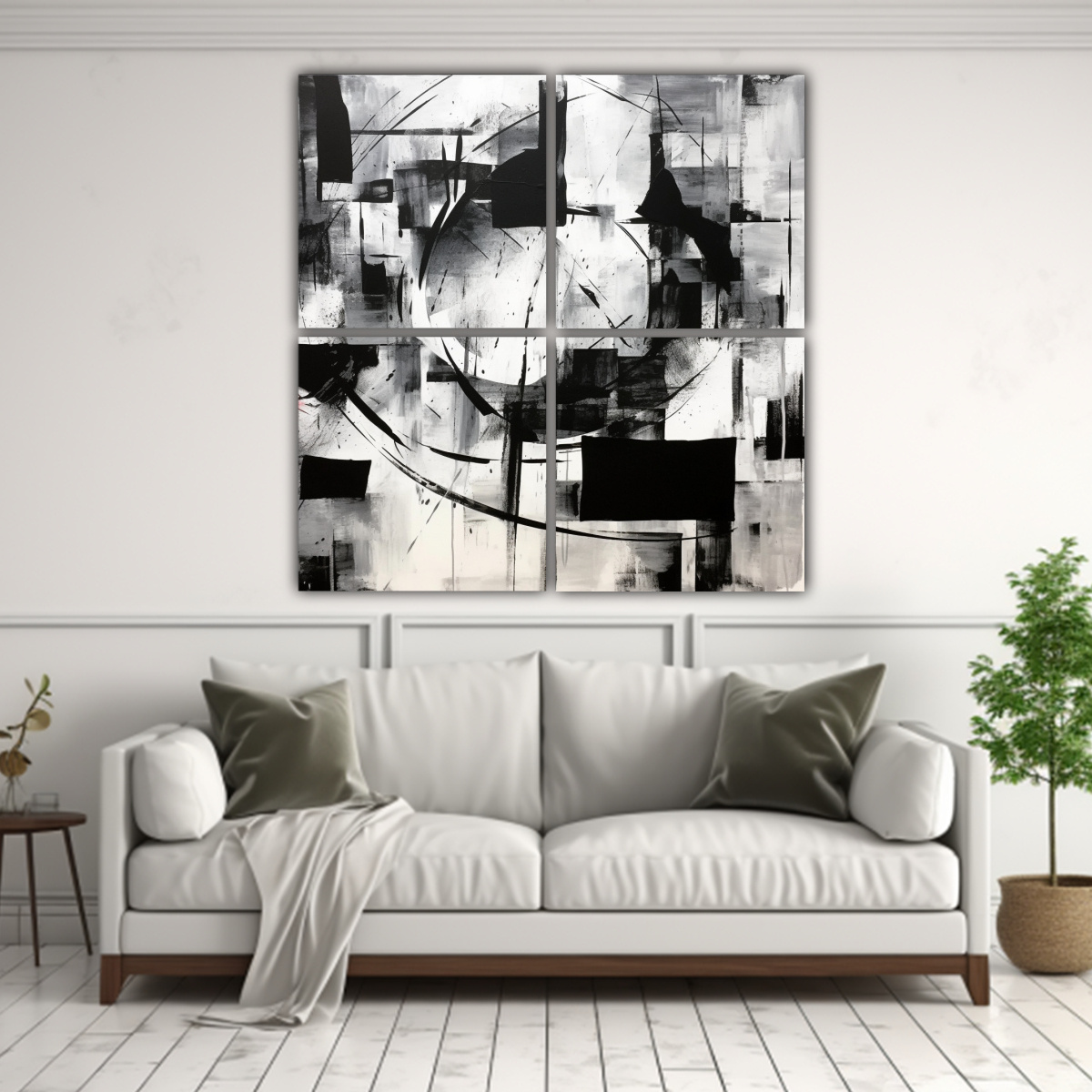 cuatro-telas-en-bastidor-modernos-escenario-arte-est-ncil-abstracto-en-blanco-y-negro-1
