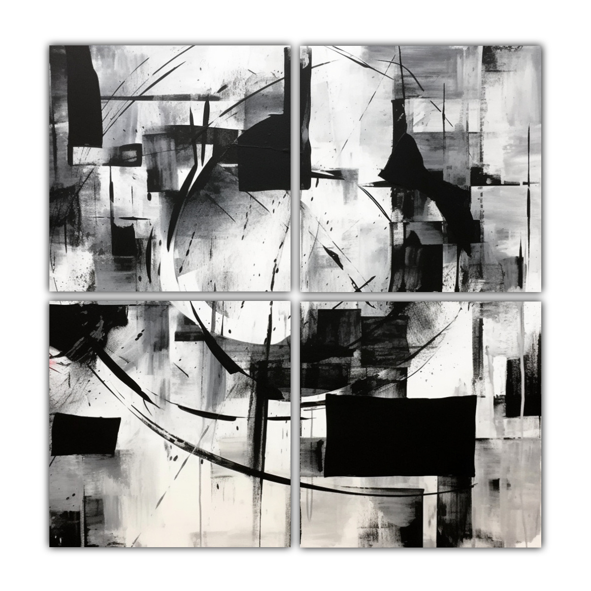 cuatro-telas-en-bastidor-modernos-escenario-arte-est-ncil-abstracto-en-blanco-y-negro