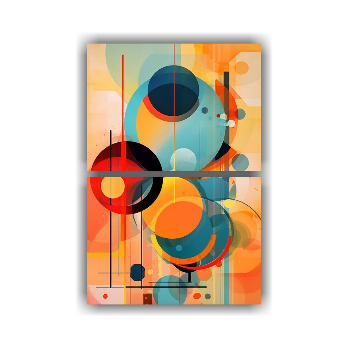 Conjunto de dos cuadros abstractos y coloridos - kuadro –