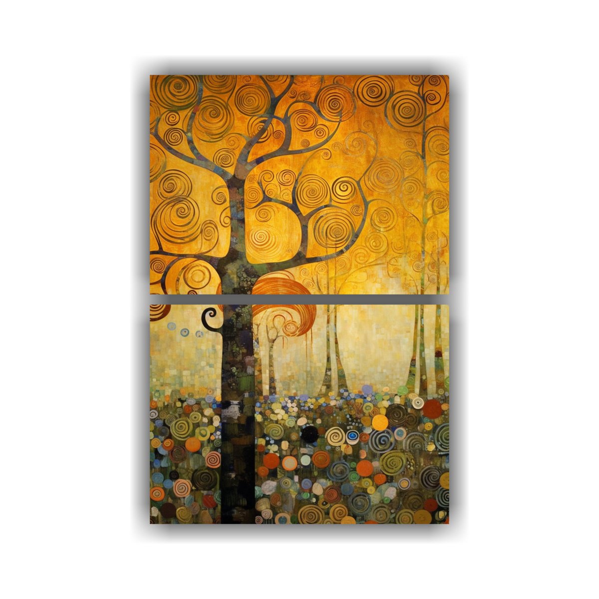 dos-lienzos-arte-vintage-rbol-bonito-de-naturaleza-por-gustav-klimt