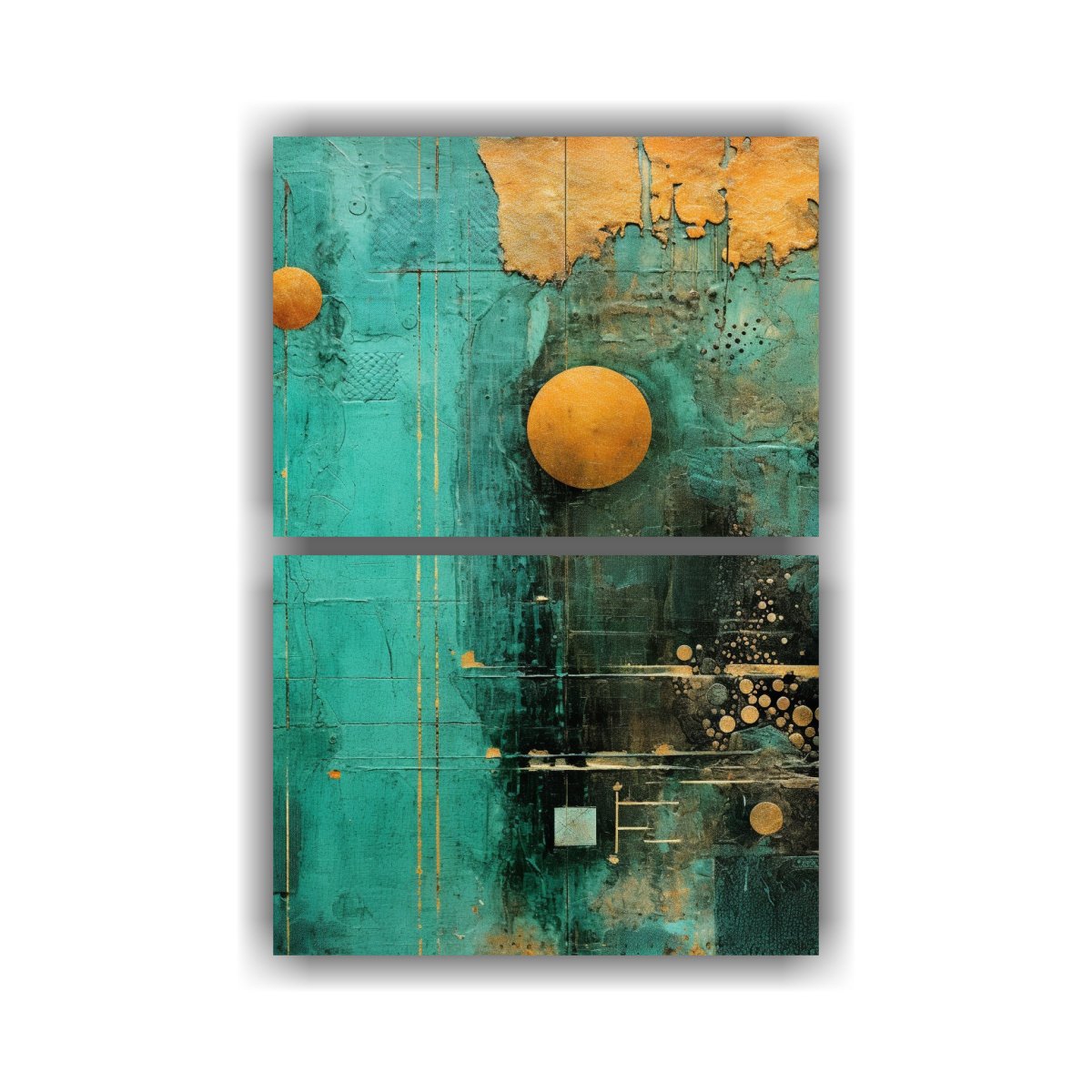 dos-lienzos-colores-vida-en-papel-verde-antiguo-para-collage-en-pinturas-de-decoraci-n-