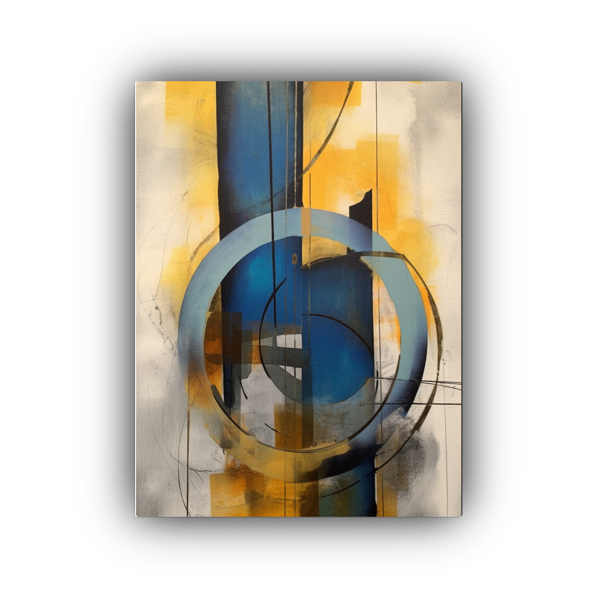 lienzo-abstracto-perspectiva-en-azul-oscuro-y-dorado