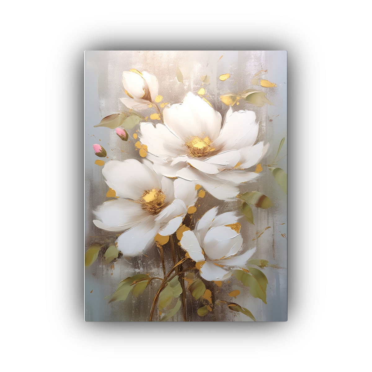 lienzo-alta-calidad-flor-blanca-con-decoraciones-doradas-en-fondo-gris