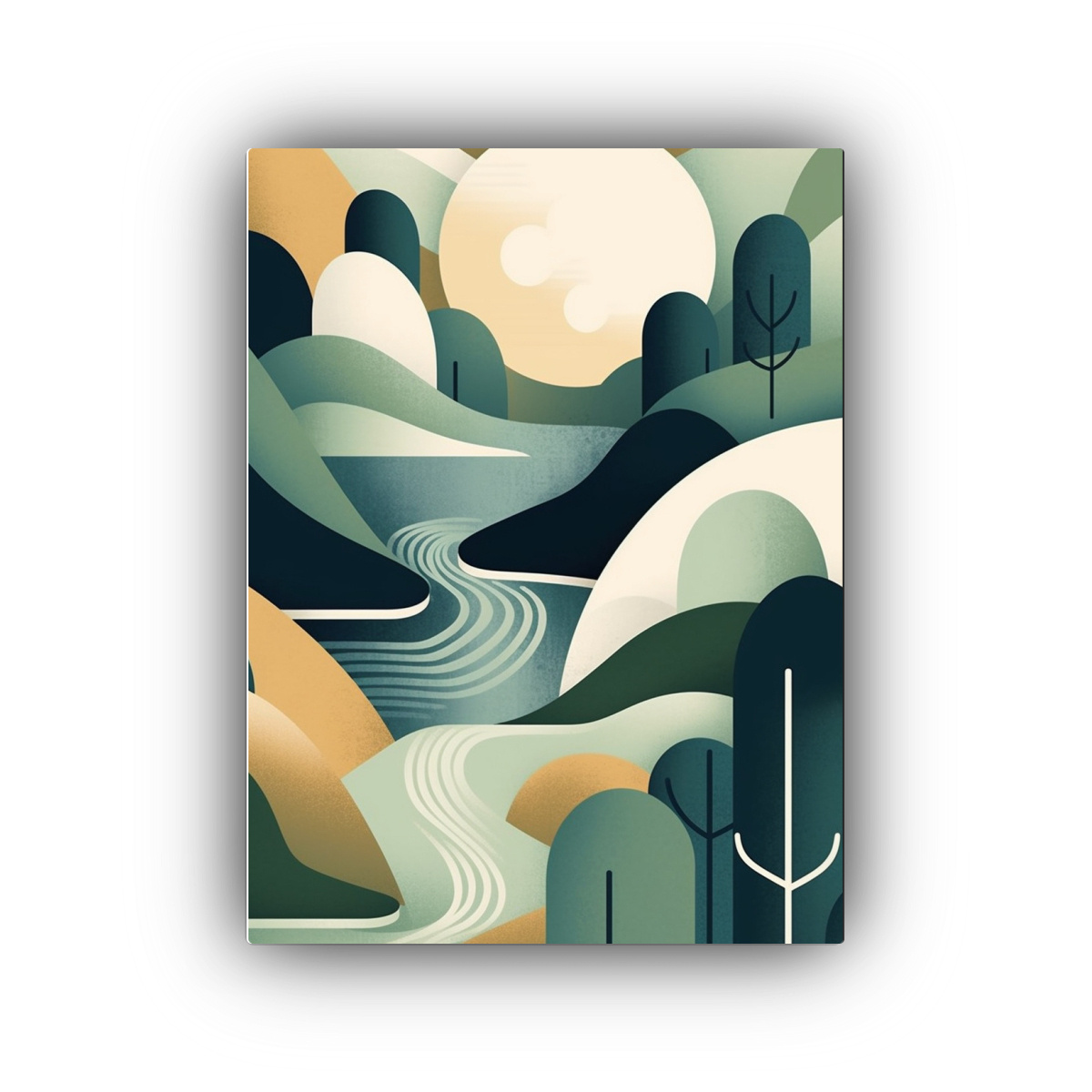 lienzo-de-tela-abstracto-moderno-con-formas-verdes-y-beige