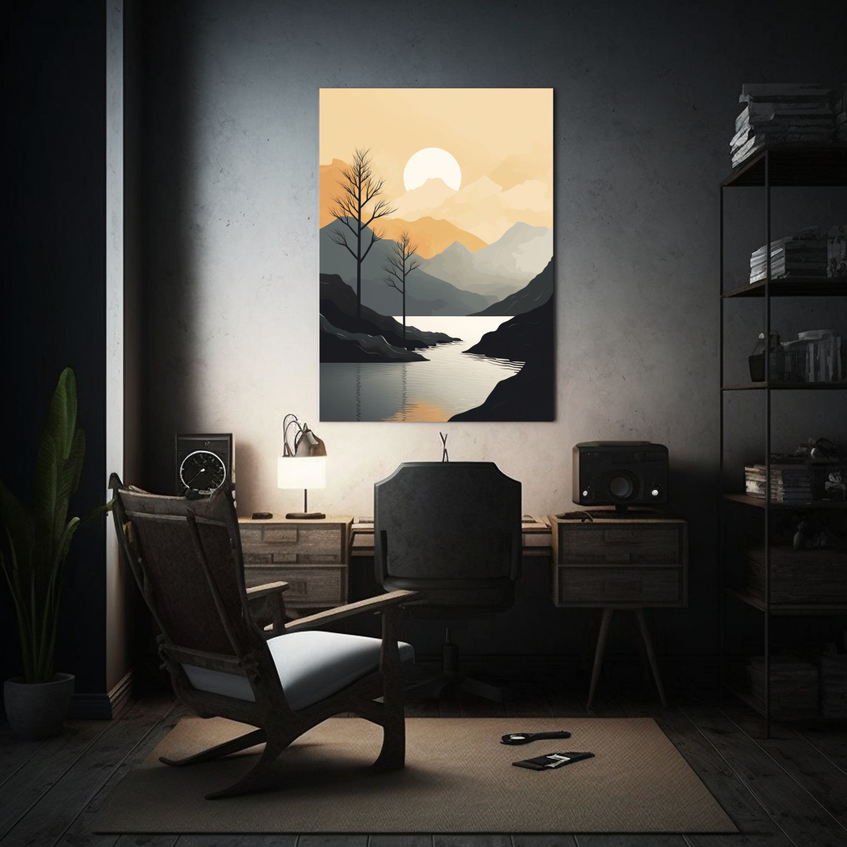 lienzo-de-tela-forma-para-comedor-con-monta-as-al-sol-estilo-minimalista-1