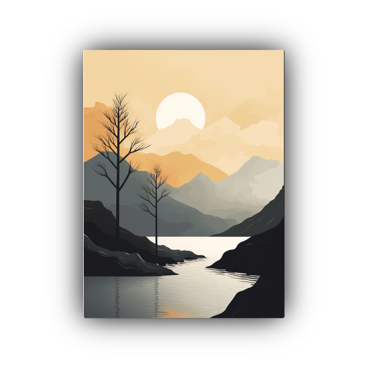 lienzo-de-tela-forma-para-comedor-con-monta-as-al-sol-estilo-minimalista