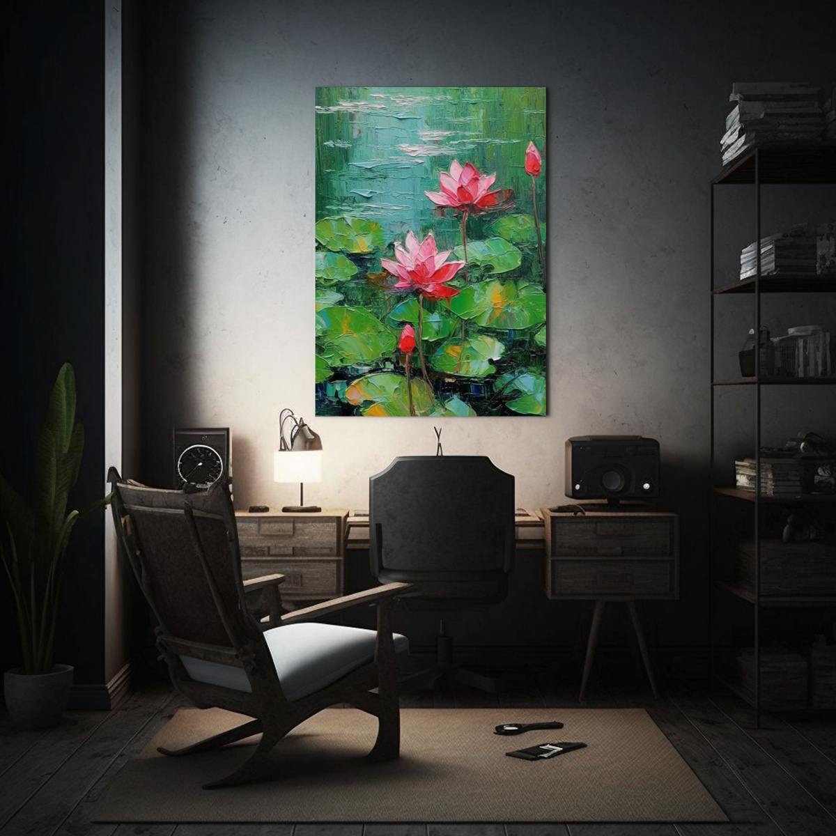 lienzo-decorativo-de-flores-de-loto-en-flor-en-estilo-de-pintura-al-leo-1