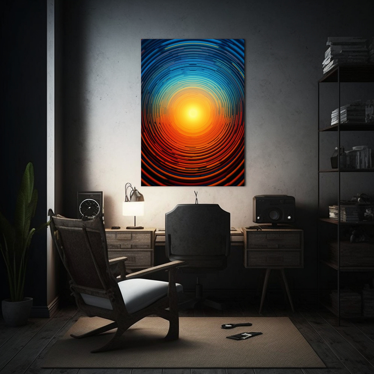 lienzo-moderno-detalle-ptico-amarillo-azul-brillante-circulares-1