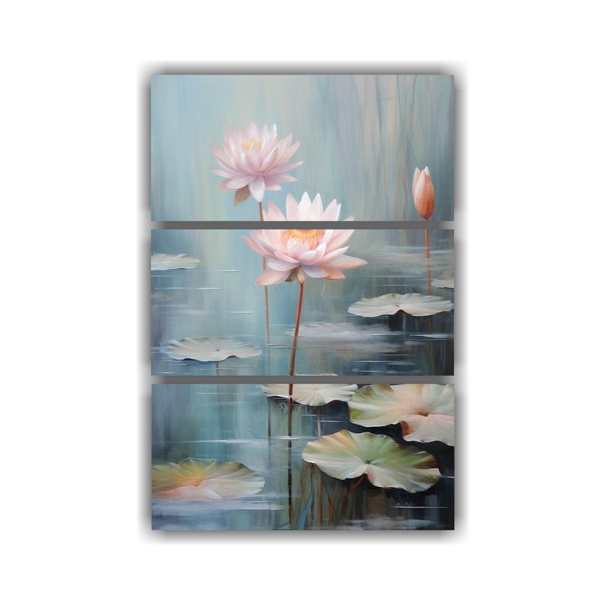 lienzos-abstracto-reflejo-flores-de-loto-en-colores-pastel
