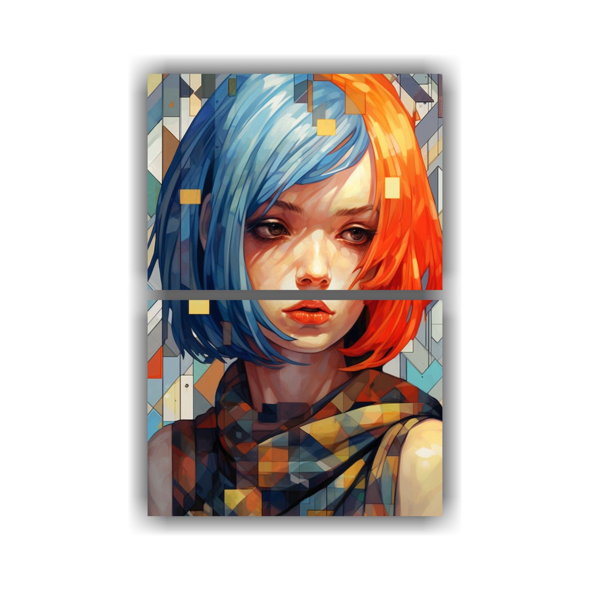 lienzos-decorativo-vitalidad-joven-coreana-triste-con-la-mitad-de-su-rostro-roto