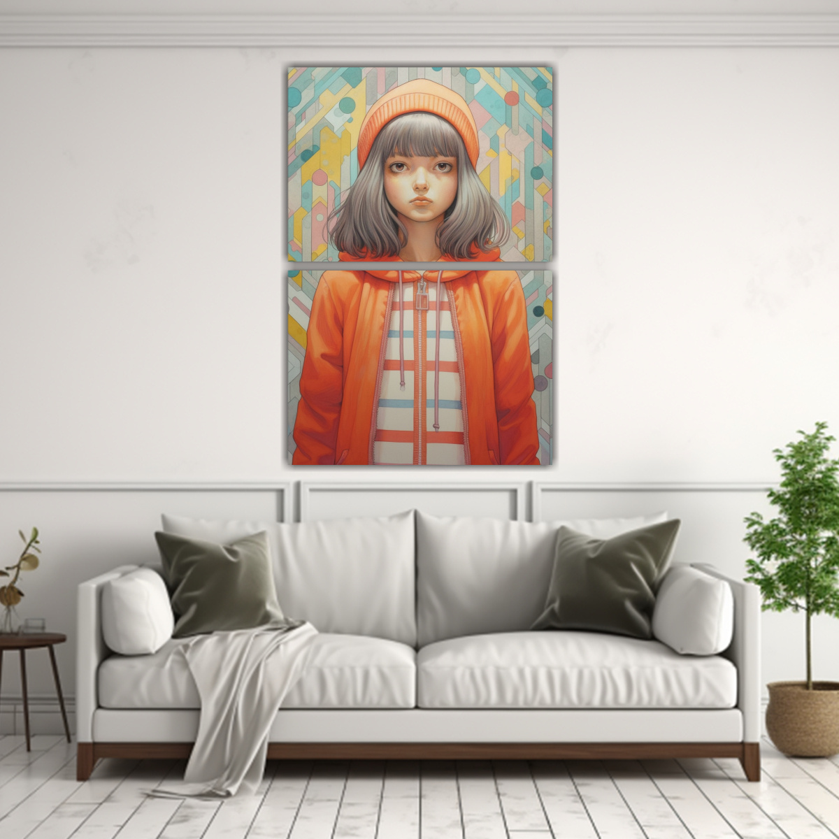 lienzos-tela-sublimada-llamativo-the-manga-girl-in-an-orange-yellow-black-and-grey-sweater-1