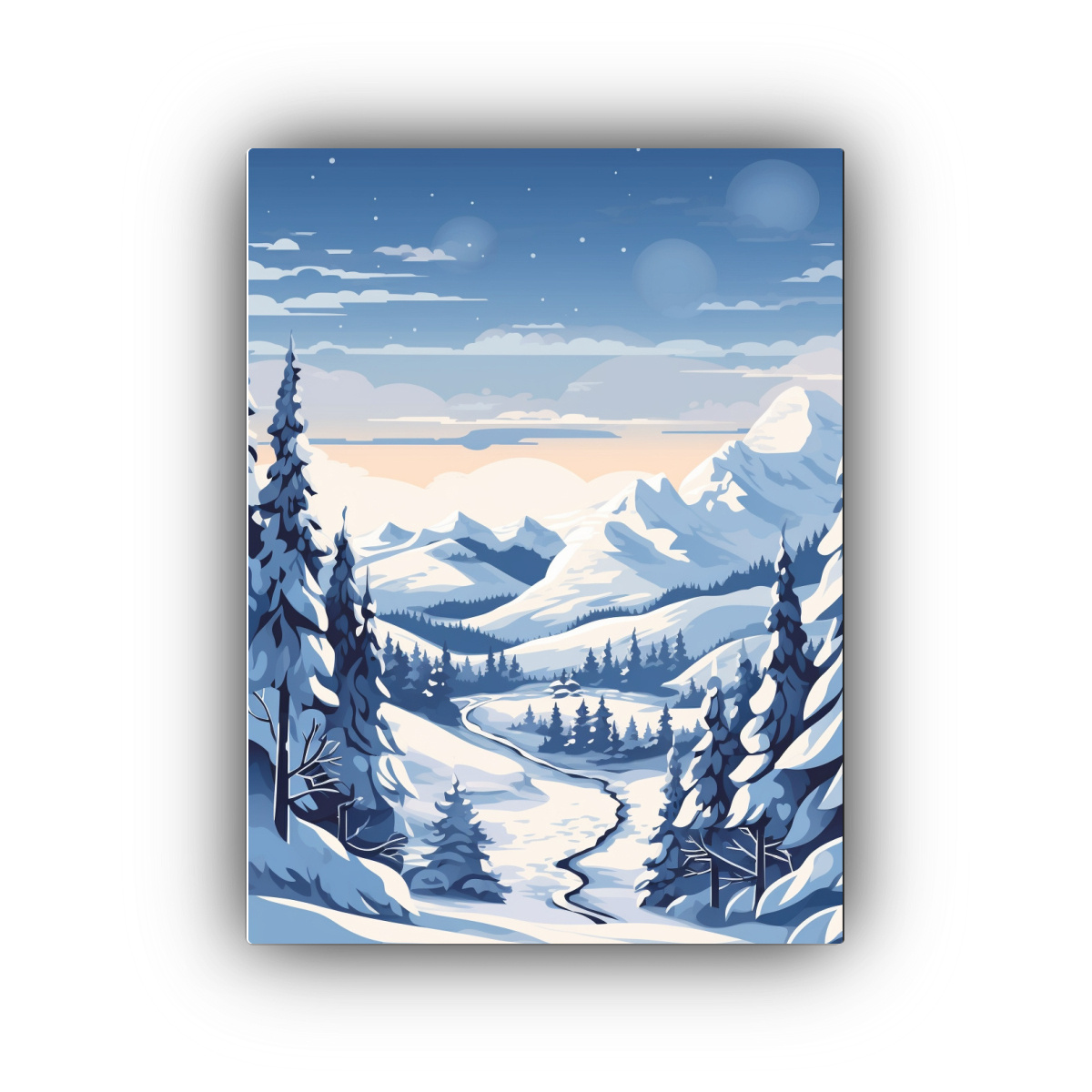 paisaje-invernal-de-monta-as-estrelladas-en-lienzo-de-tela