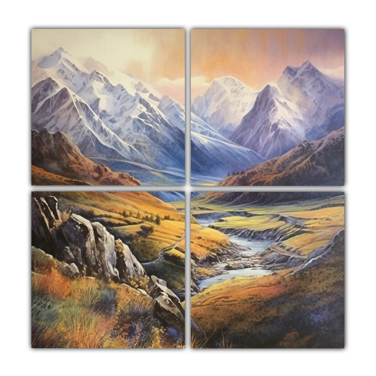 paisaje-monta-oso-en-acr-lico-con-4-telas-en-bastidor-cuadrado-