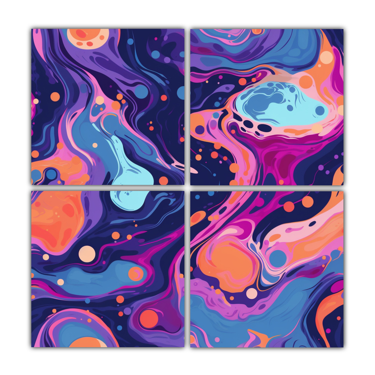 Patrón Líquido Sin Costuras Estilo Dreamcore Con Cuatro Lienzos De Equilibrio Espectacular