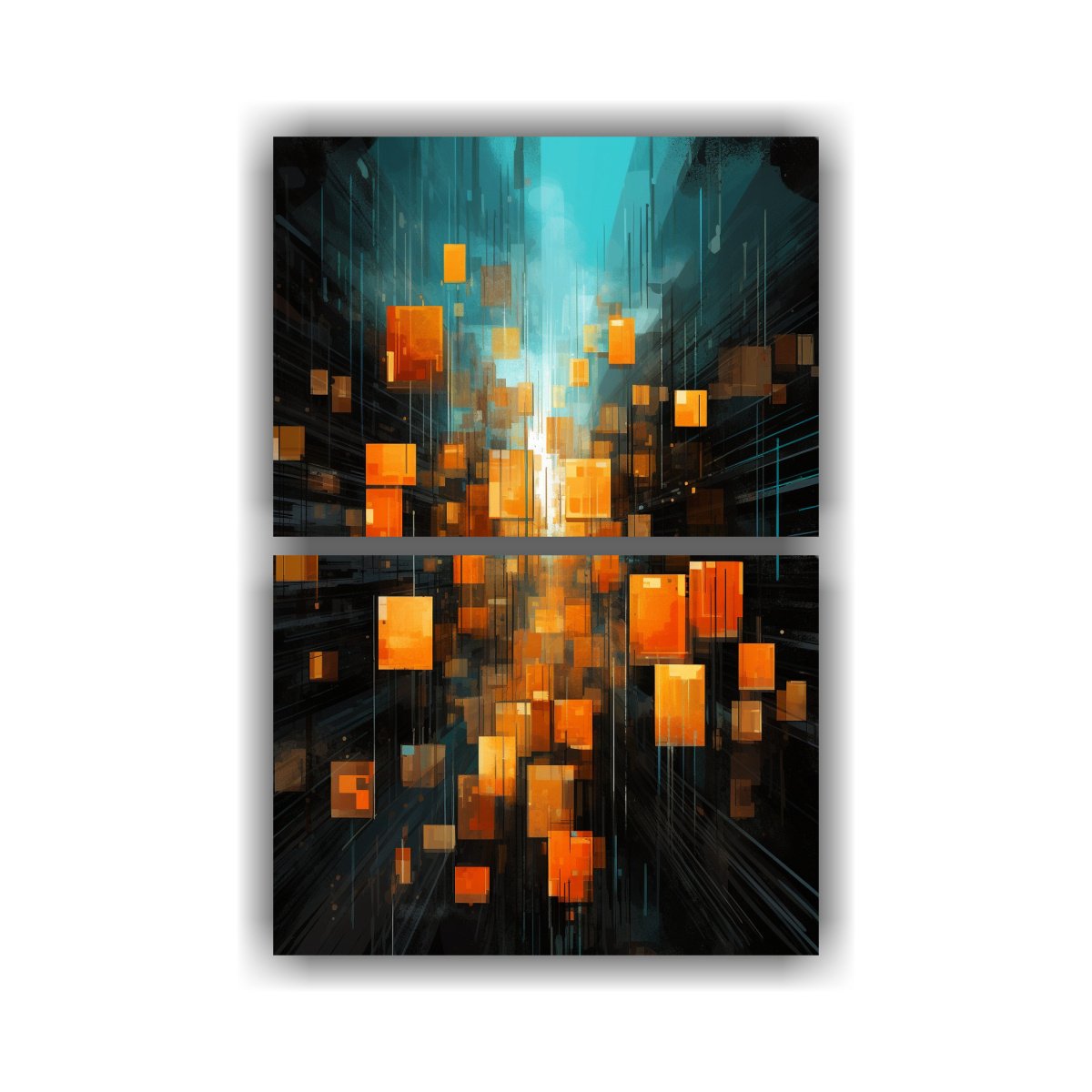 pintura-abstracta-de-bloques-cuadrados-y-l-neas-en-bastidor-vintage