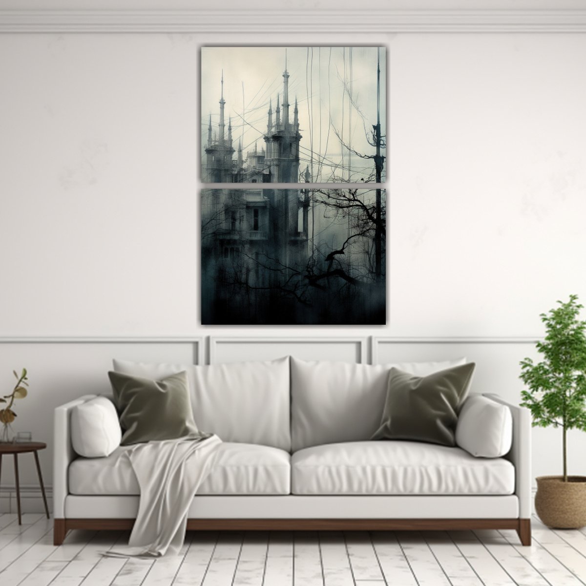 pintura-abstracta-de-skyline-con-ramas-y-cables-1
