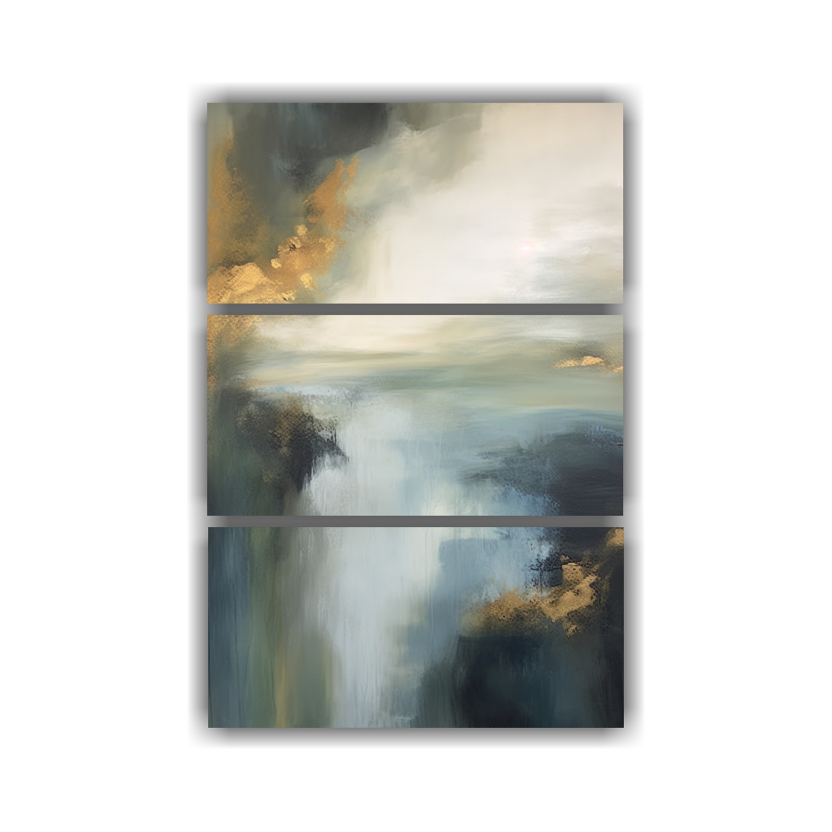 pintura-abstracta-en-bastidor-con-contraste-de-tres-telas-en-acuarela-en-tonos-oscuros-verde-salvia-